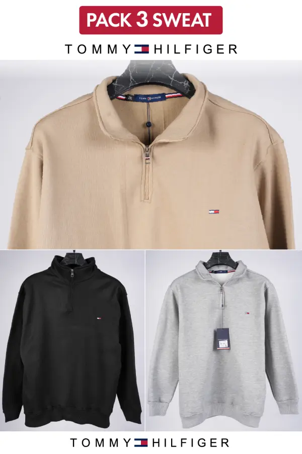 Pack Tommy Trio Premium – Sweatshirts Montonet Chauds & Doux (3 Couleurs) ref-P3STMH