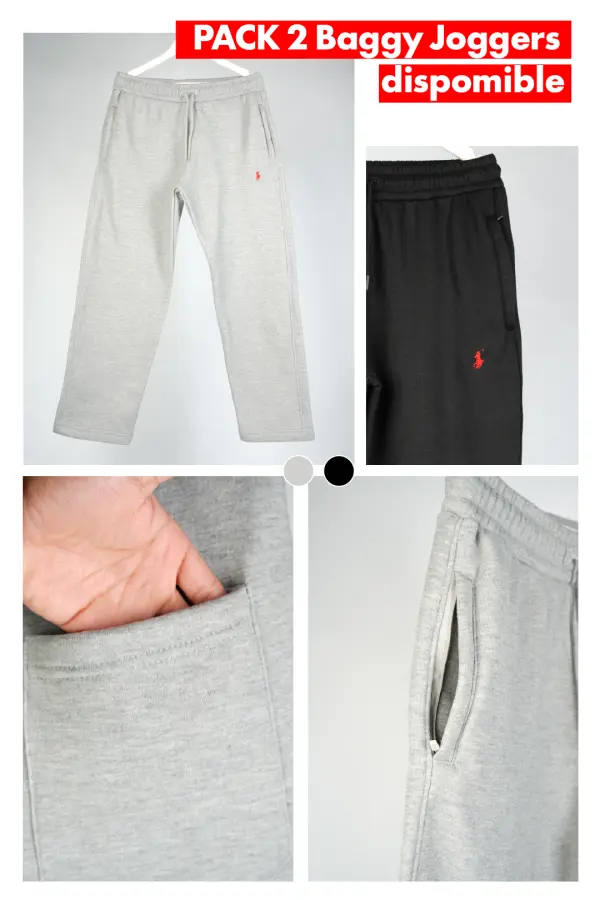 2 Sweatpants RALPH LAUREN Chauds & Doux  ( Gris + Noir ) Ref-RF7BBG77