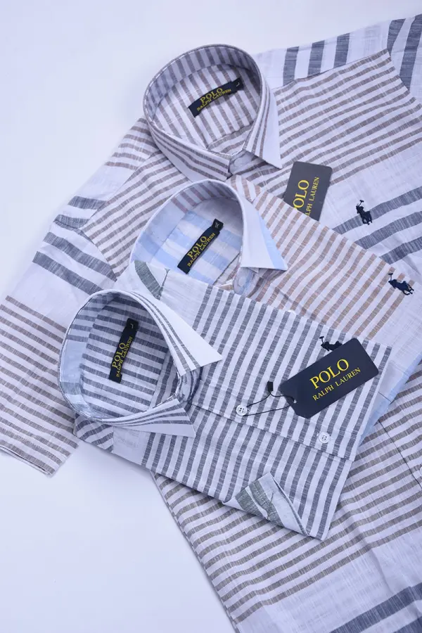 Pack de 3 chemises Ralph lauren Rayé demi manche Ref-RY19W01