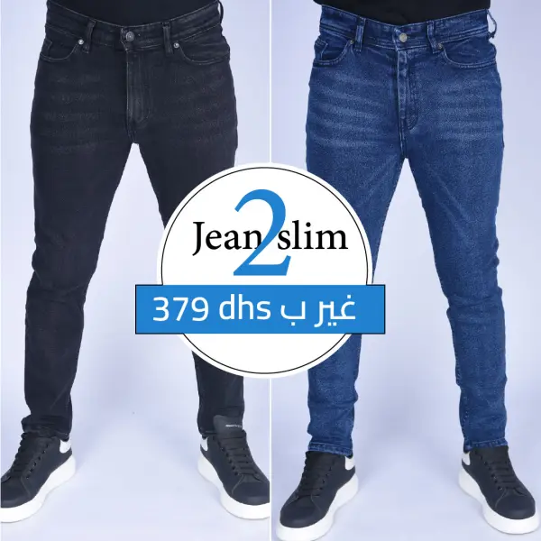 Pack 2 jeans Slim Fit extensible Ref-SM54201H ( Noir + Bleu delavé )